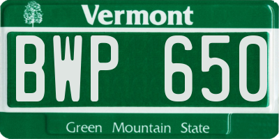 VT license plate BWP650