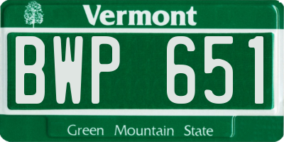 VT license plate BWP651