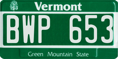 VT license plate BWP653