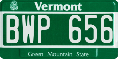 VT license plate BWP656