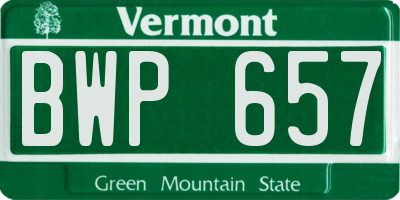 VT license plate BWP657