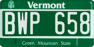 VT license plate BWP658