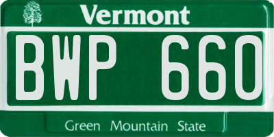 VT license plate BWP660