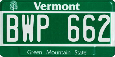 VT license plate BWP662