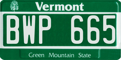 VT license plate BWP665