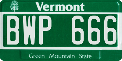 VT license plate BWP666