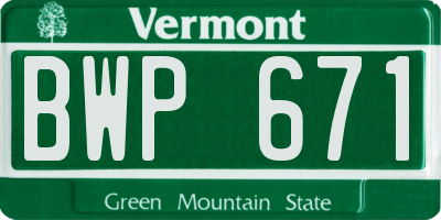 VT license plate BWP671
