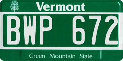 VT license plate BWP672