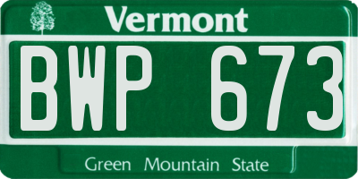 VT license plate BWP673