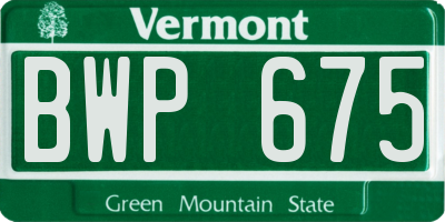 VT license plate BWP675