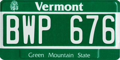 VT license plate BWP676