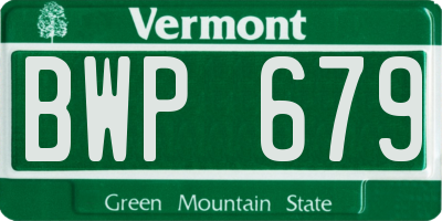 VT license plate BWP679