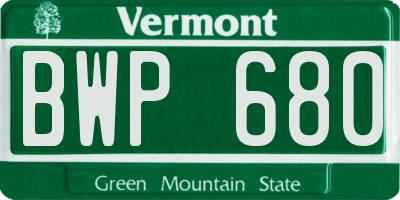 VT license plate BWP680