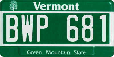 VT license plate BWP681
