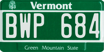 VT license plate BWP684
