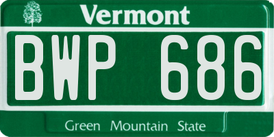 VT license plate BWP686