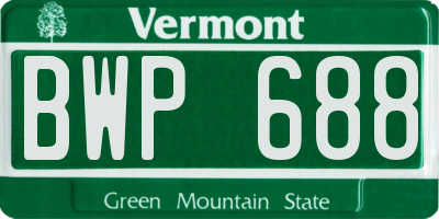 VT license plate BWP688