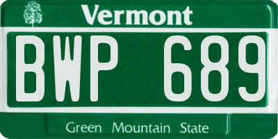 VT license plate BWP689