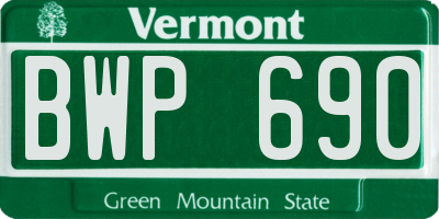 VT license plate BWP690