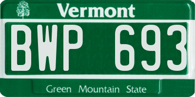 VT license plate BWP693