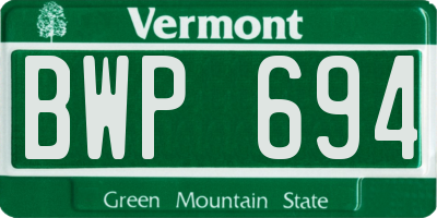 VT license plate BWP694