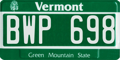 VT license plate BWP698