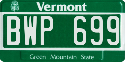 VT license plate BWP699