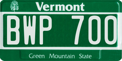 VT license plate BWP700