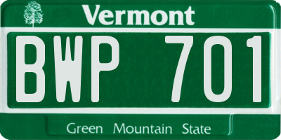 VT license plate BWP701