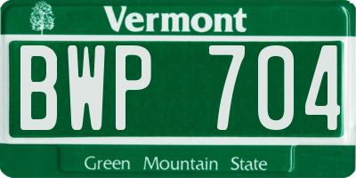 VT license plate BWP704