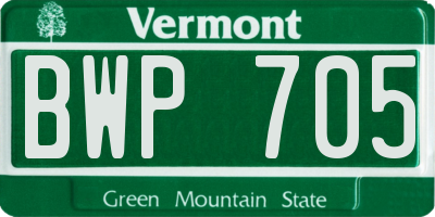 VT license plate BWP705