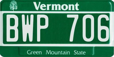 VT license plate BWP706
