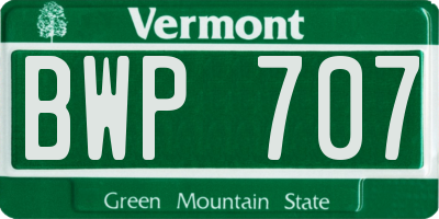 VT license plate BWP707