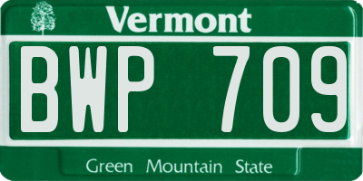 VT license plate BWP709