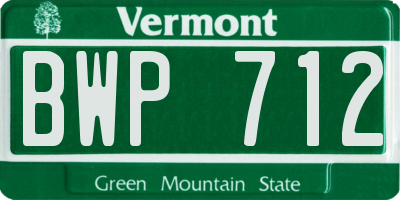 VT license plate BWP712