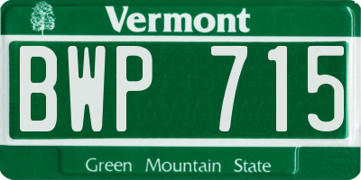 VT license plate BWP715