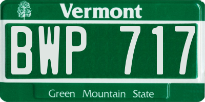 VT license plate BWP717