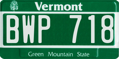 VT license plate BWP718