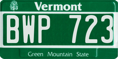 VT license plate BWP723