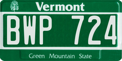 VT license plate BWP724