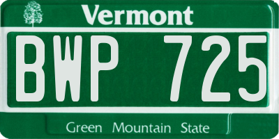 VT license plate BWP725