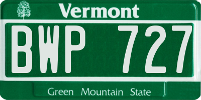 VT license plate BWP727
