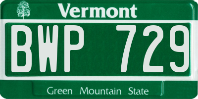 VT license plate BWP729