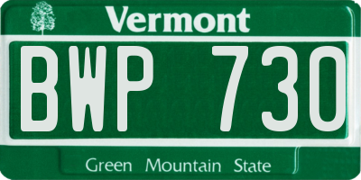 VT license plate BWP730
