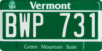 VT license plate BWP731