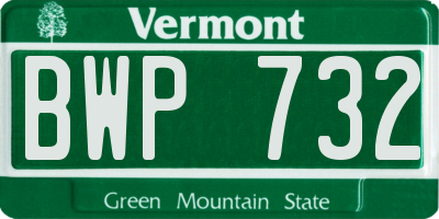 VT license plate BWP732