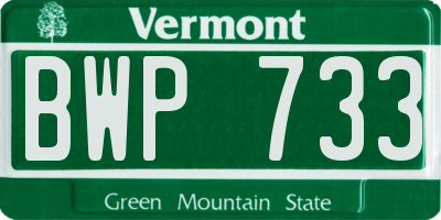 VT license plate BWP733