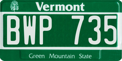 VT license plate BWP735