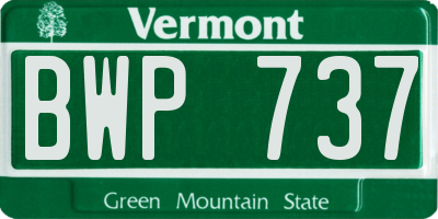 VT license plate BWP737