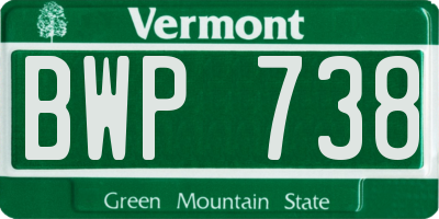 VT license plate BWP738